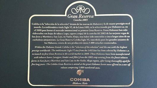 Cohiba Gran Reserva Coseca 2003 Description